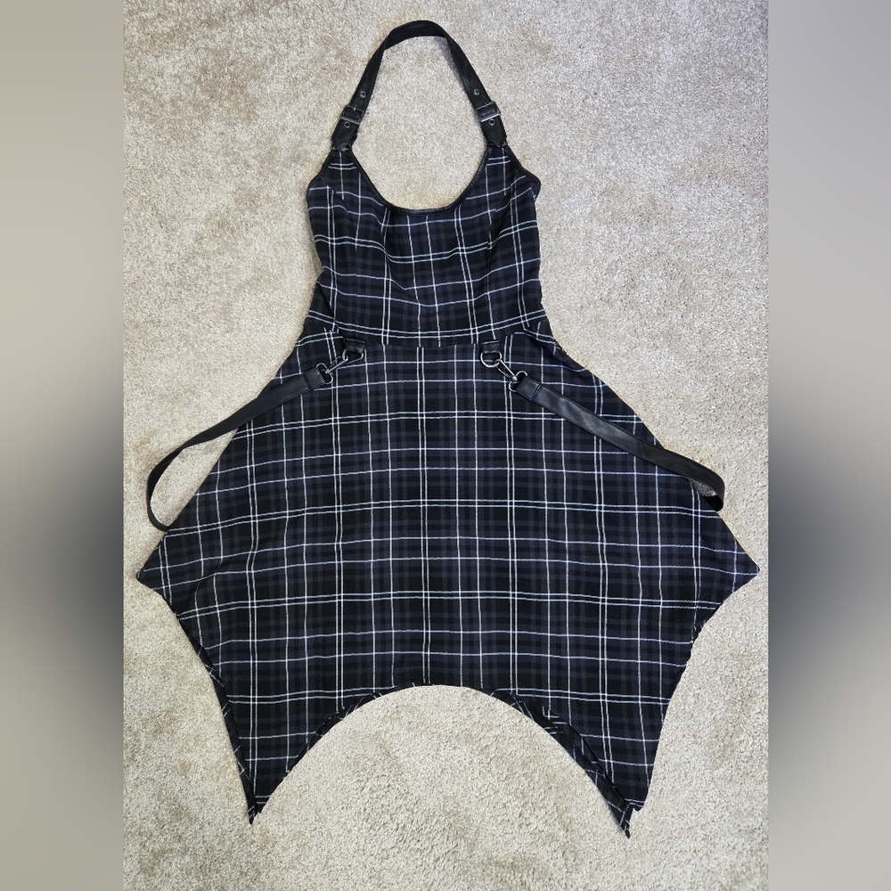 Killstar Black and White Asymmetrical Plaid Dress XL - Picture 3 of 6